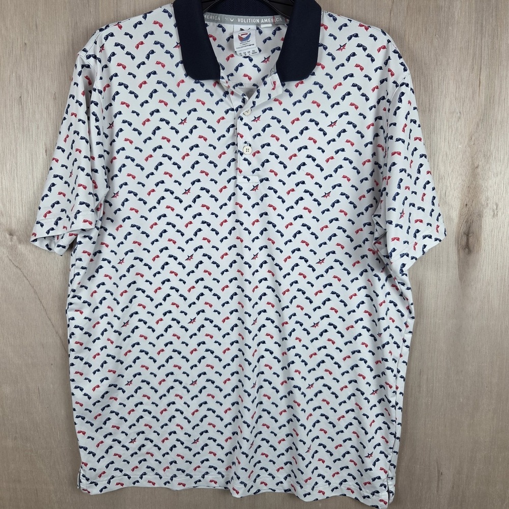 Puma Volition America Men's Med Polo Shirt Short Sleeve Sunglasses Golf AOP
